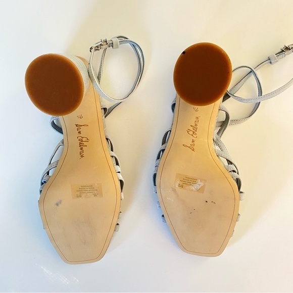 SAM EDELMAN Strappy Sandal Block Heel Daffodil Mineral Green Size 7.5 - Picture 5 of 8